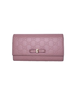Gucci Bow Signature Continental Wallet, Leather, Pink, 388679.0959